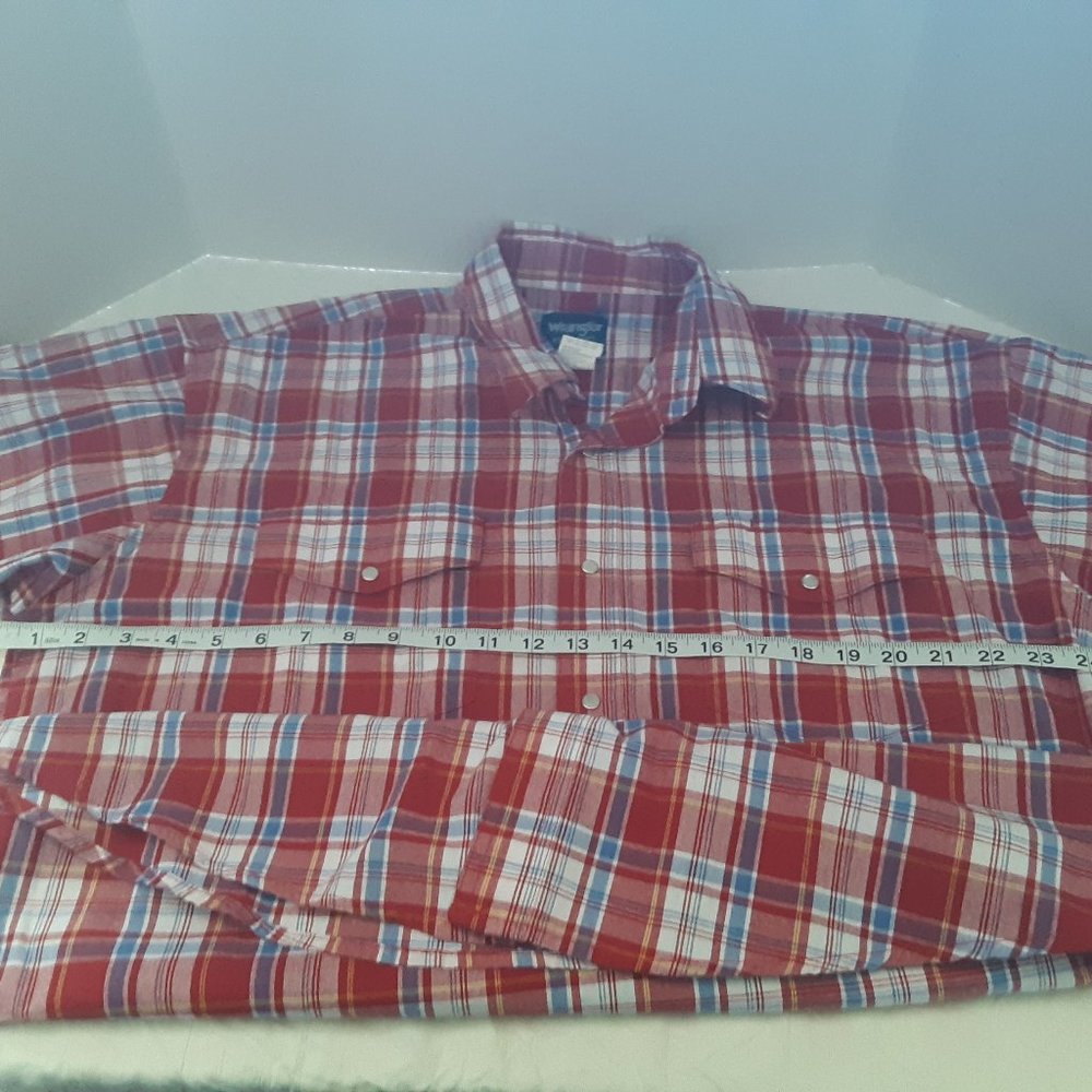 Wrangler XL Western Ranch Rodeo Cowboy Pearl Snap Short Sleeve Shirt - Picture 6 of 9